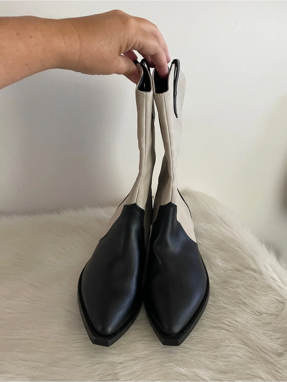 Dolce Vita Two-Tone Black and Cream Western Boots